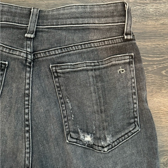 Rag & Bone Nina High Rise Ankle Cigarette Ripped Jeans in Black/Grey - Picture 7 of 10